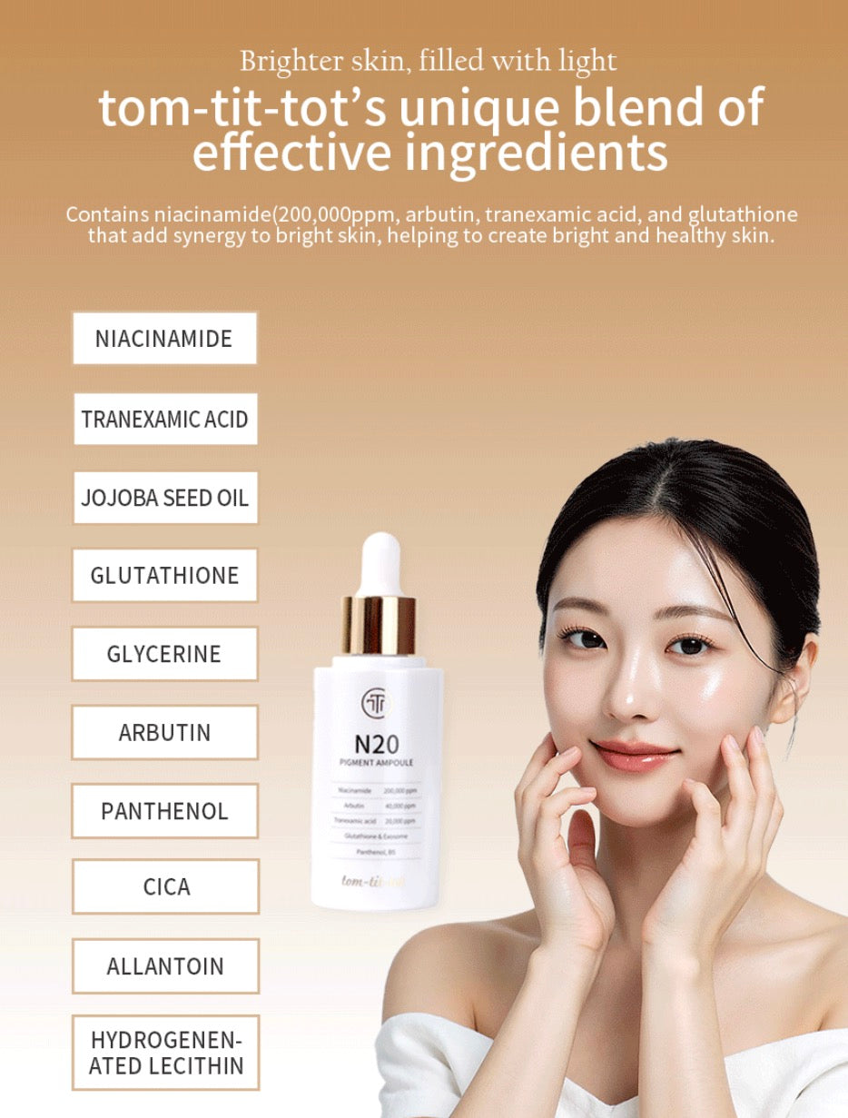 Tom-Tit-Tot N20 Pigment Ampoule | Brightening Niacinamide + Arbutin Serum for Even Skin Tone