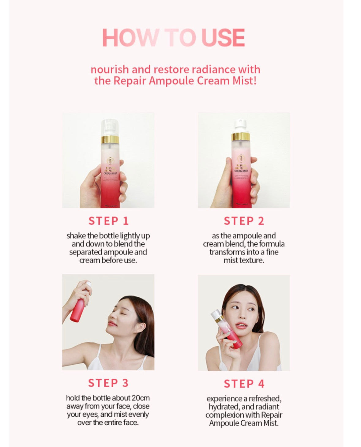 Tom-Tit-Tot Repair Ampoule Cream Mist | Brightening & Hydrating Facial Spray | COOLIF + Calmskin A7 + 11 Hyaluronic Acids | Tom Tit Tot K-Beauty