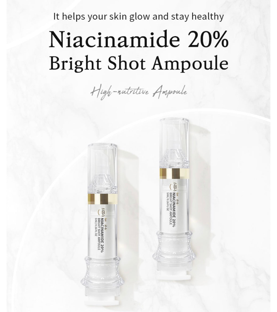 Tom-Tit-Tot Niacinamide 20% Bright Shot Ampoule 5ml x 5EA | Brightening & Anti-Wrinkle Serum | PDRN + Gold + Exosome | Tom Tit Tot K-Beauty