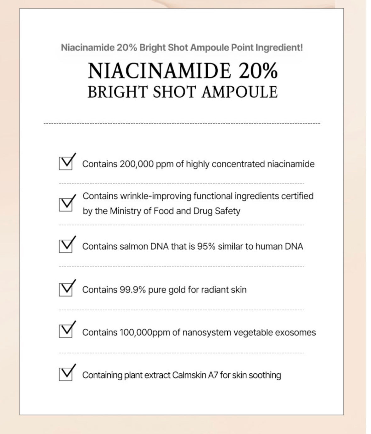 Tom-Tit-Tot Niacinamide 20% Bright Shot Ampoule 5ml x 5EA | Brightening & Anti-Wrinkle Serum | PDRN + Gold + Exosome | Tom Tit Tot K-Beauty