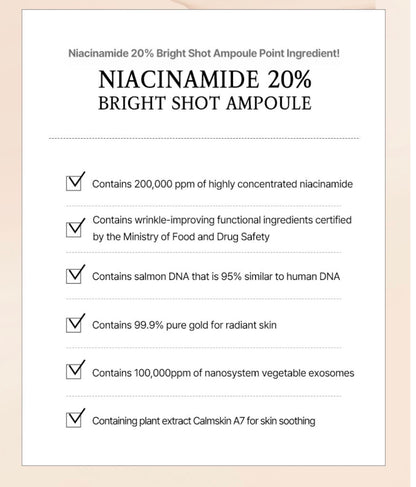 Tom-Tit-Tot Niacinamide 20% Bright Shot Ampoule 5ml x 5EA | Brightening & Anti-Wrinkle Serum | PDRN + Gold + Exosome | Tom Tit Tot K-Beauty