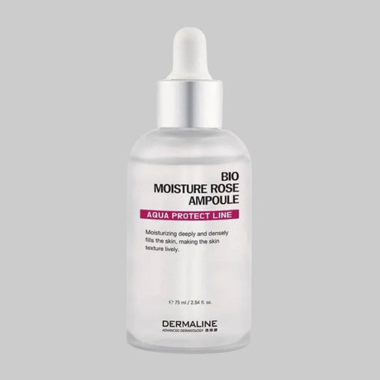 Dermaline bio moisture rose ampoule with dropper, 75 ml / 2.54 ml. Aqua protect line, moisturize and fill